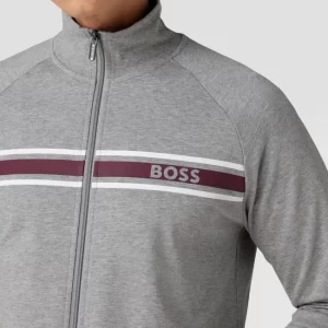 BOSS Sweatjacke Mit Kontraststreifen Modell ‚Authentic Jacket Z‘ – Hellgrau 11