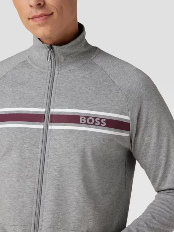 BOSS Sweatjacke Mit Kontraststreifen Modell ‚Authentic Jacket Z‘ – Hellgrau 4