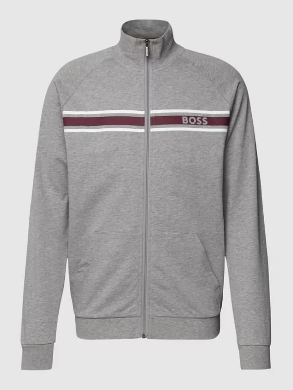 BOSS Sweatjacke Mit Kontraststreifen Modell ‚Authentic Jacket Z‘ – Hellgrau 3