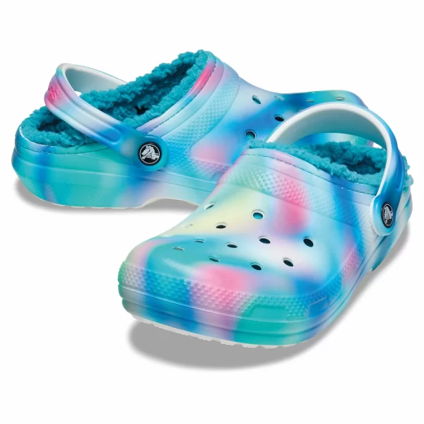 Crocs Classic Lined Solarized Clogs Für Erwachsene Blauw – Roze – Wit 3