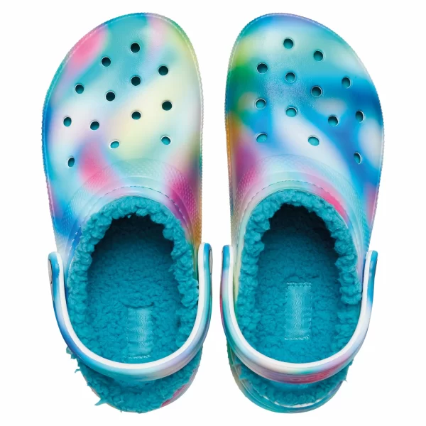 Crocs Classic Lined Solarized Clogs Für Erwachsene Blauw – Roze – Wit 4