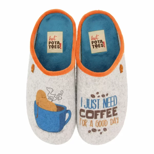 Hot Potatoes Otok Pantoffeln Herren Hellgrau – Braun – Blau – Orange 1