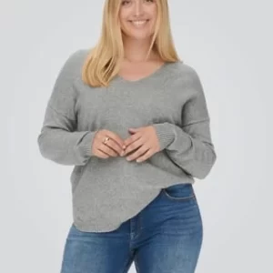 ONLY CARMAKOMA Pullover, V-Ausschnitt, Für Damen 179075 MEDIUM GRE 10