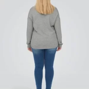 ONLY CARMAKOMA Pullover, V-Ausschnitt, Für Damen 179075 MEDIUM GRE 18