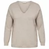 ONLY CARMAKOMA Strickpullover, V-Ausschnitt, Für Damen 278275001 MOCHA M 20